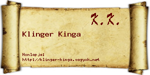 Klinger Kinga névjegykártya
